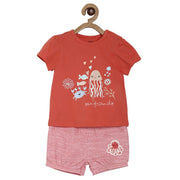 Pack of 2 top and shorts set - red for 0-3 Months