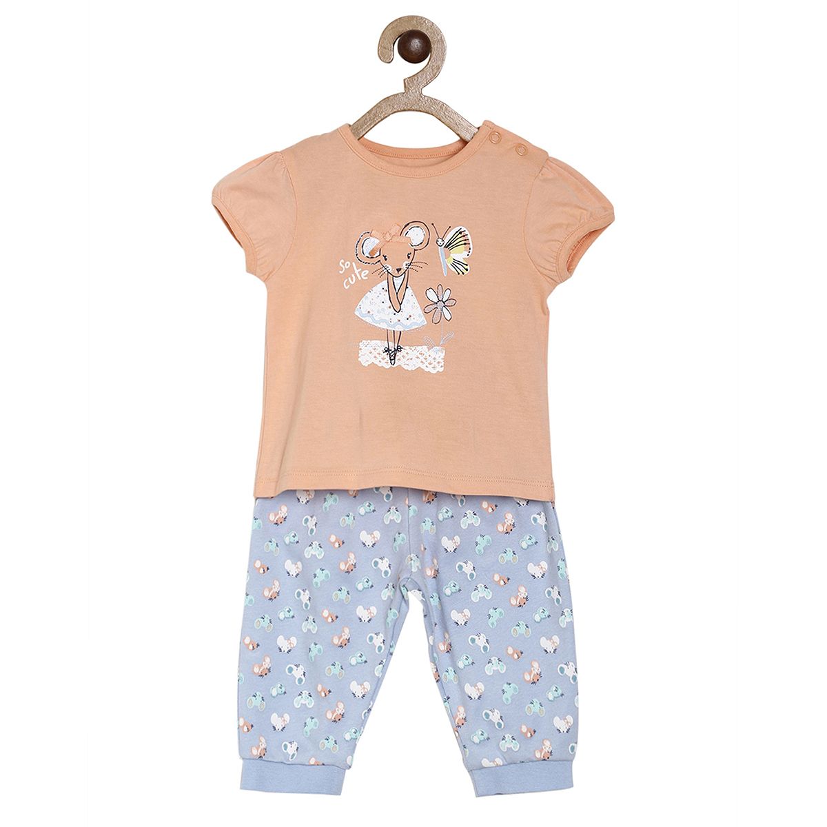 Pack of 2 top and bottom set - coral for 0-3 Months