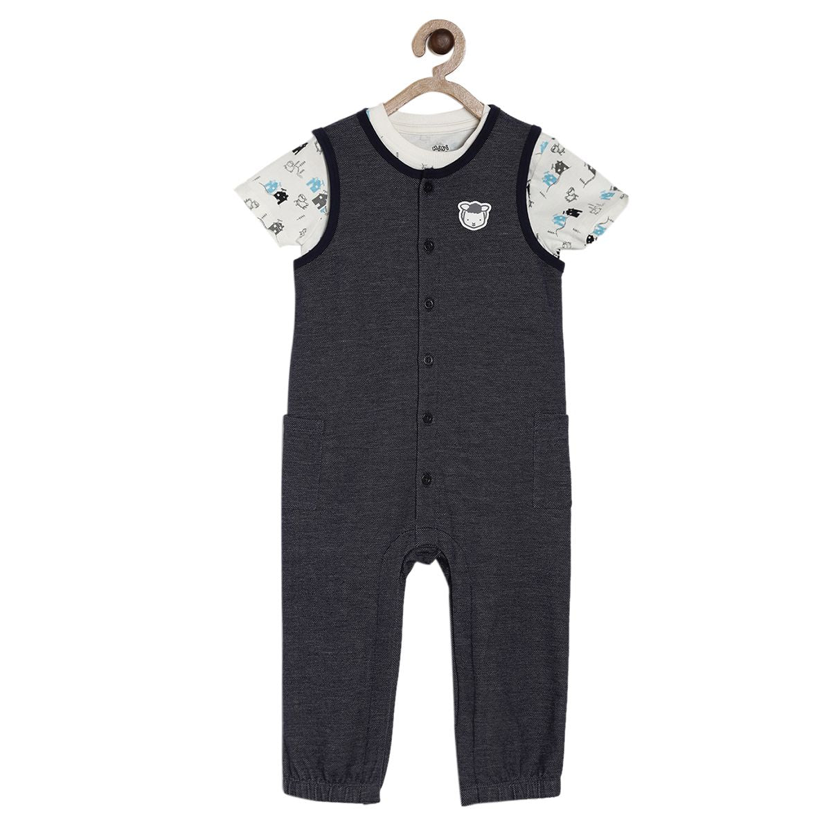 Pack of 2 knit dungaree set - navy for 3-6 Months