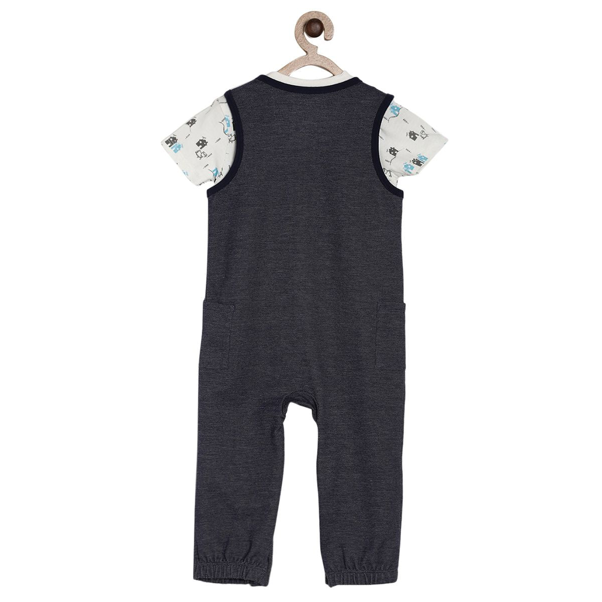 Pack of 2 knit dungaree set - navy for 3-6 Months