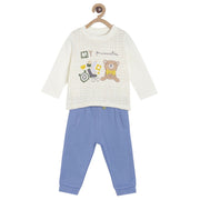 Pack of 2 t-shirt & knit bottom - off white for 0-3 Months