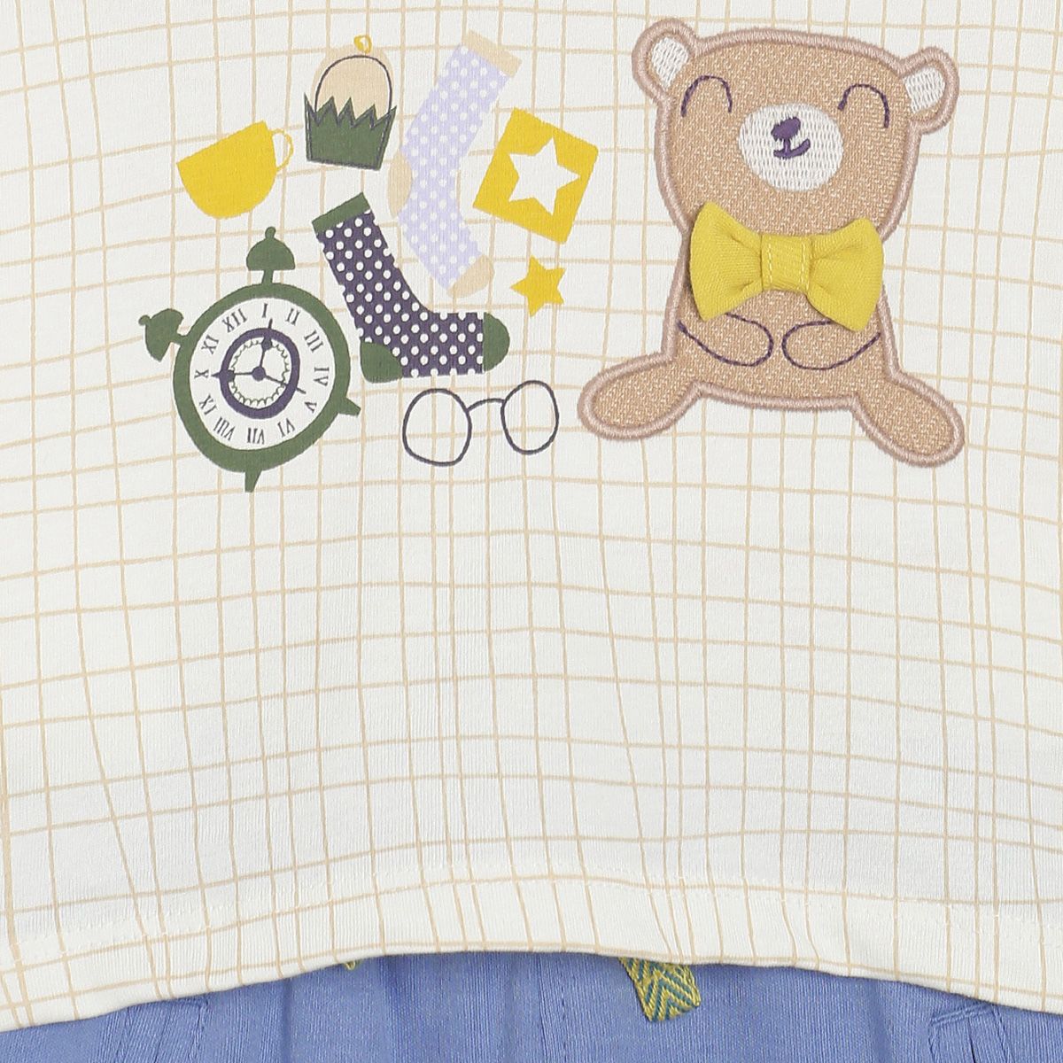 Pack of 2 t-shirt & knit bottom - off white for 0-3 Months