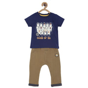 Pack of 2 t-shirt & knit bottom - navy for 0-3 Months