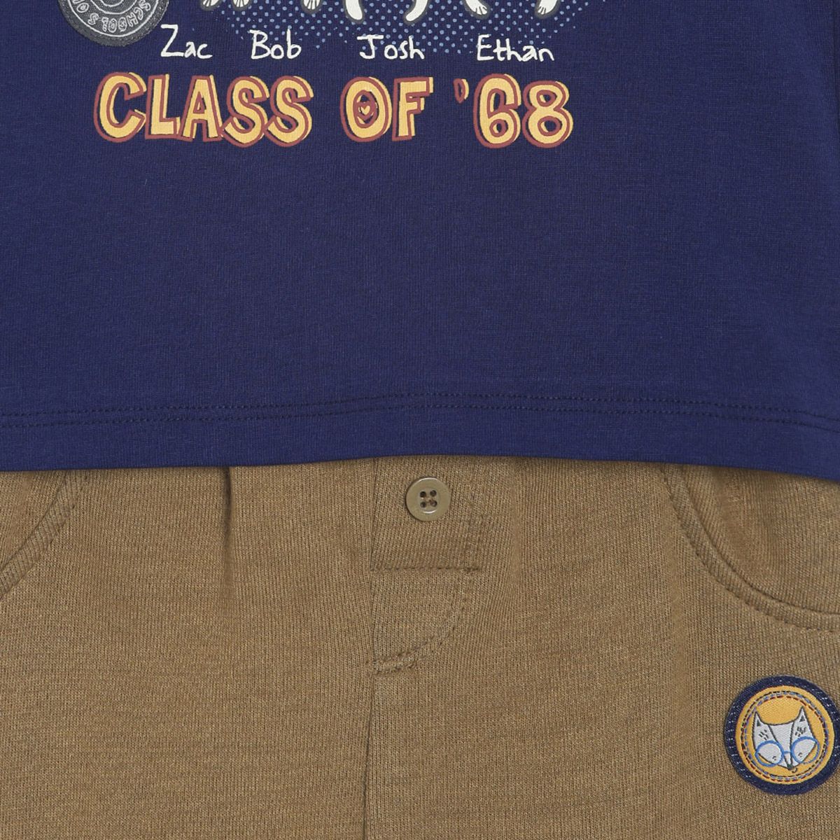 Pack of 2 t-shirt & knit bottom - navy for 0-3 Months