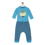 Pack of 2 t-shirt & knit bottom - blue & midnightblue for 0-3 Months