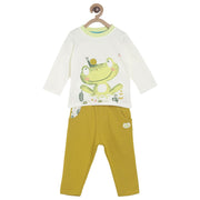 Pack of 2 t-shirt & knit bottom - off white for 0-3 Months