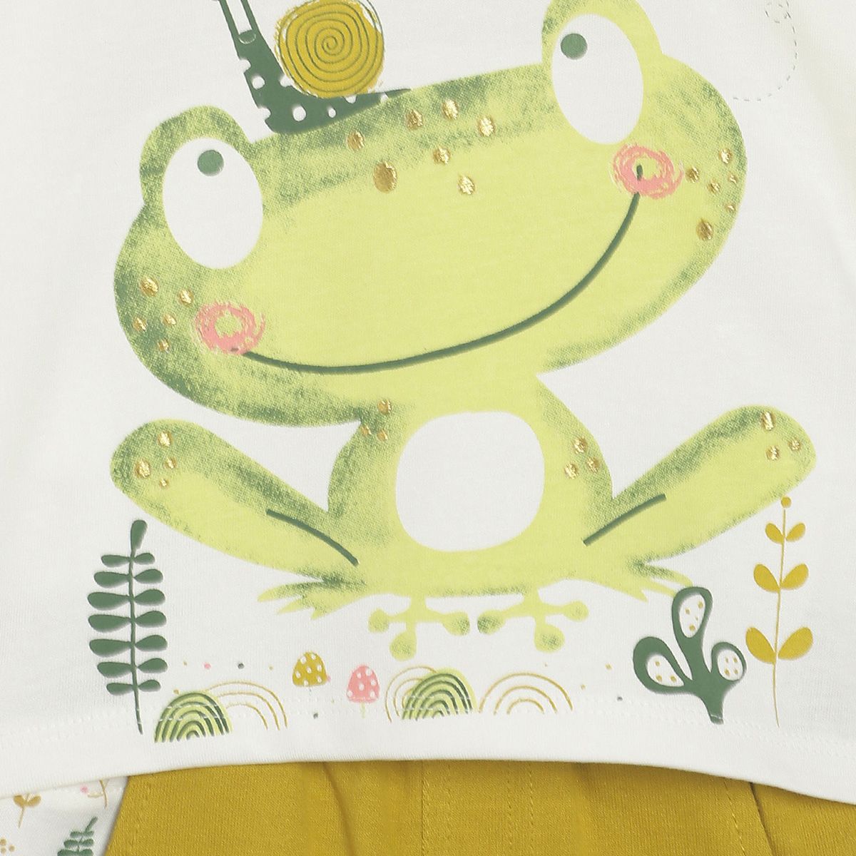 Pack of 2 t-shirt & knit bottom - off white for 0-3 Months