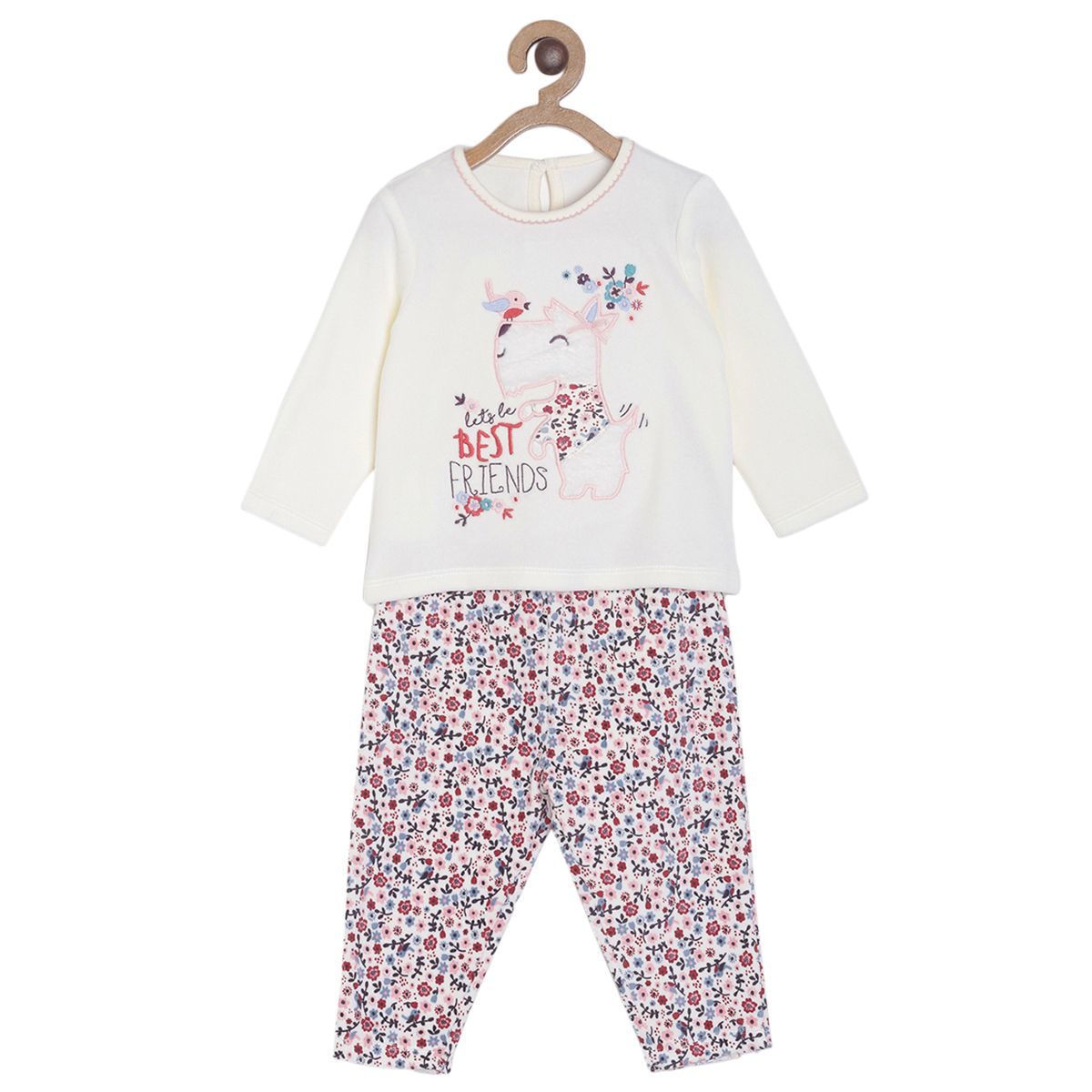 Pack of 2 top & knit bottom - off white for 0-3 Months