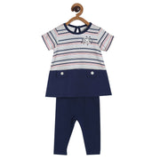 Pack of 2 top & knit bottom - navy for 0-3 Months