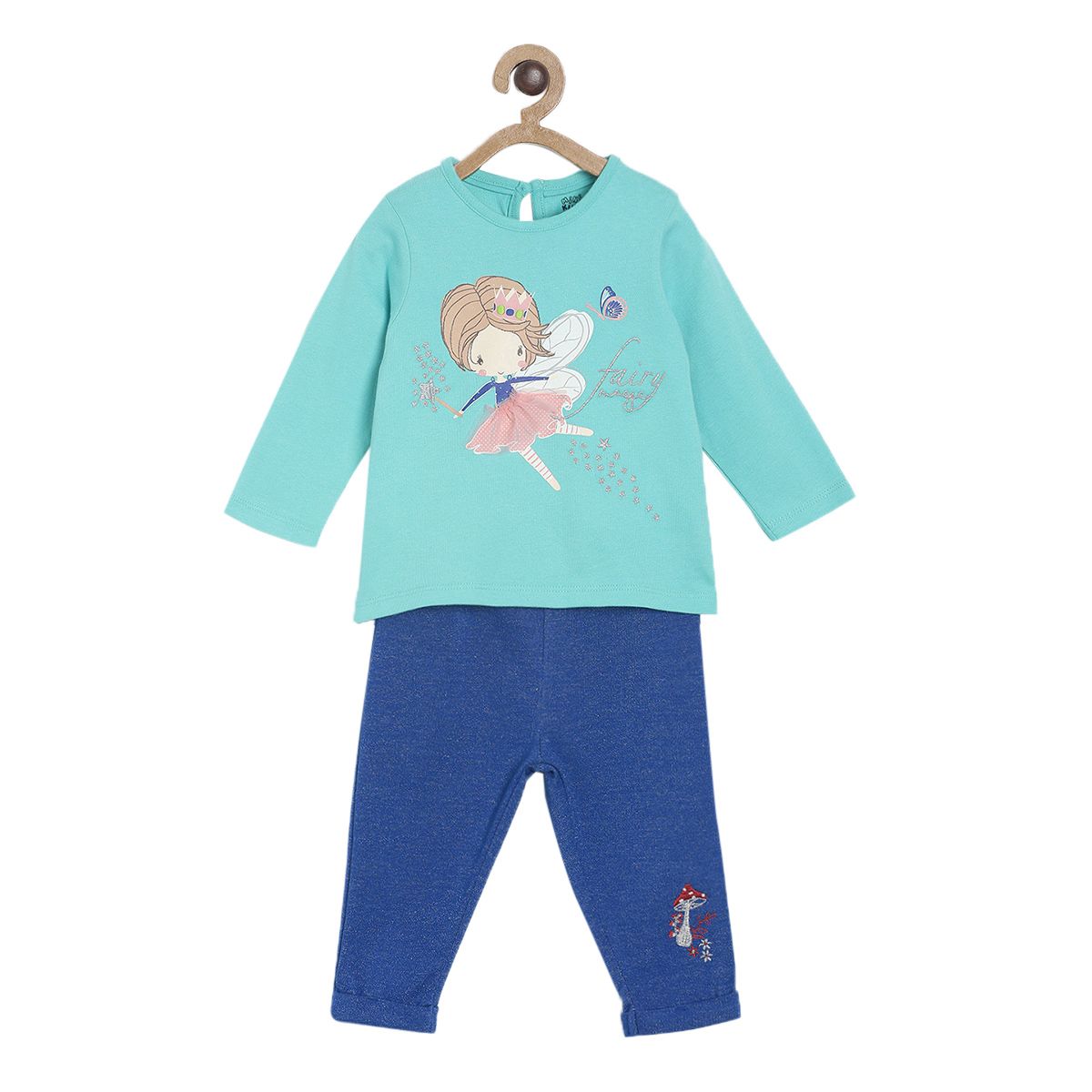 Pack of 2 top & knit bottom - skyblue & dark blue for 0-3 Months