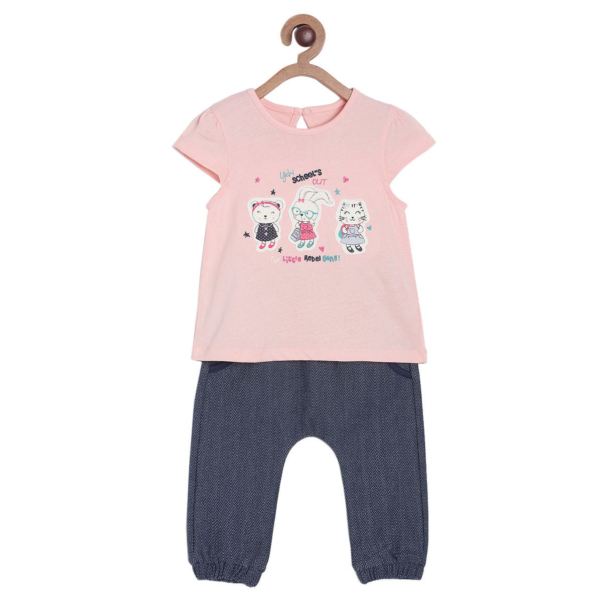 Pack of 2 top & knit bottom - pink for 0-3 Months