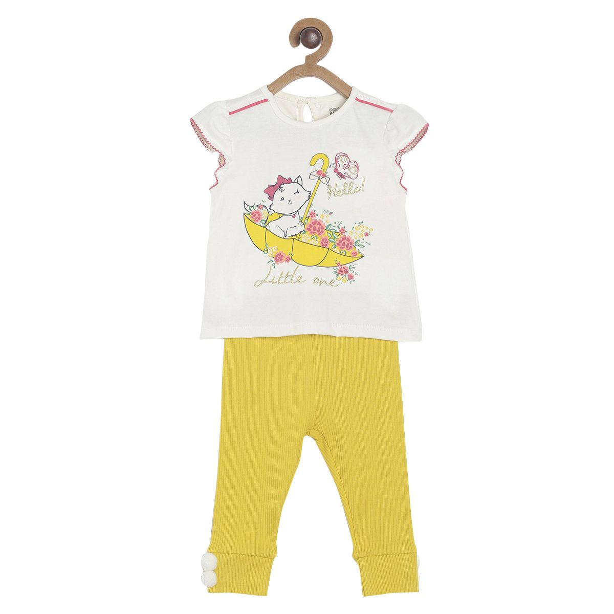 Pack of 2 top & knit bottom - yellow for 0-3 Months