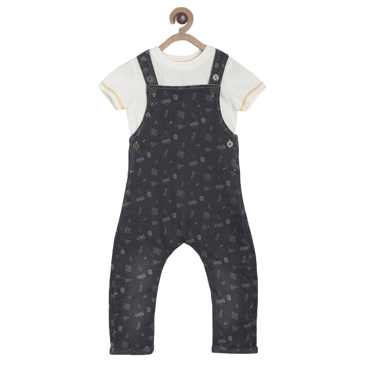 Pack of 2 dungaree set - black for 3-6 Months