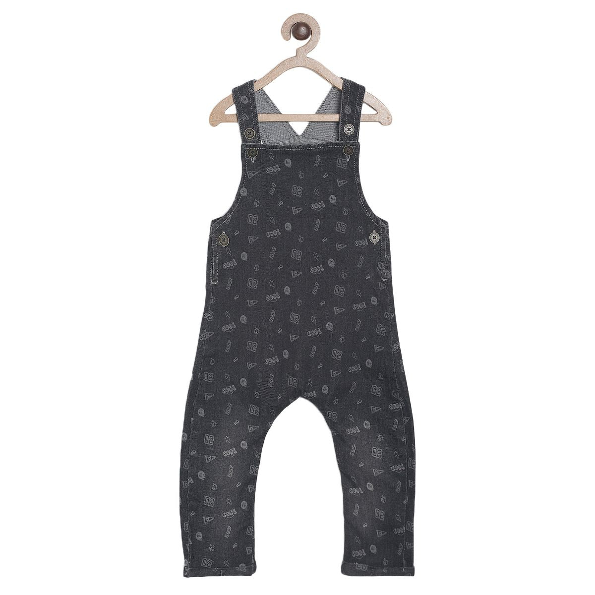 Pack of 2 dungaree set - black for 3-6 Months