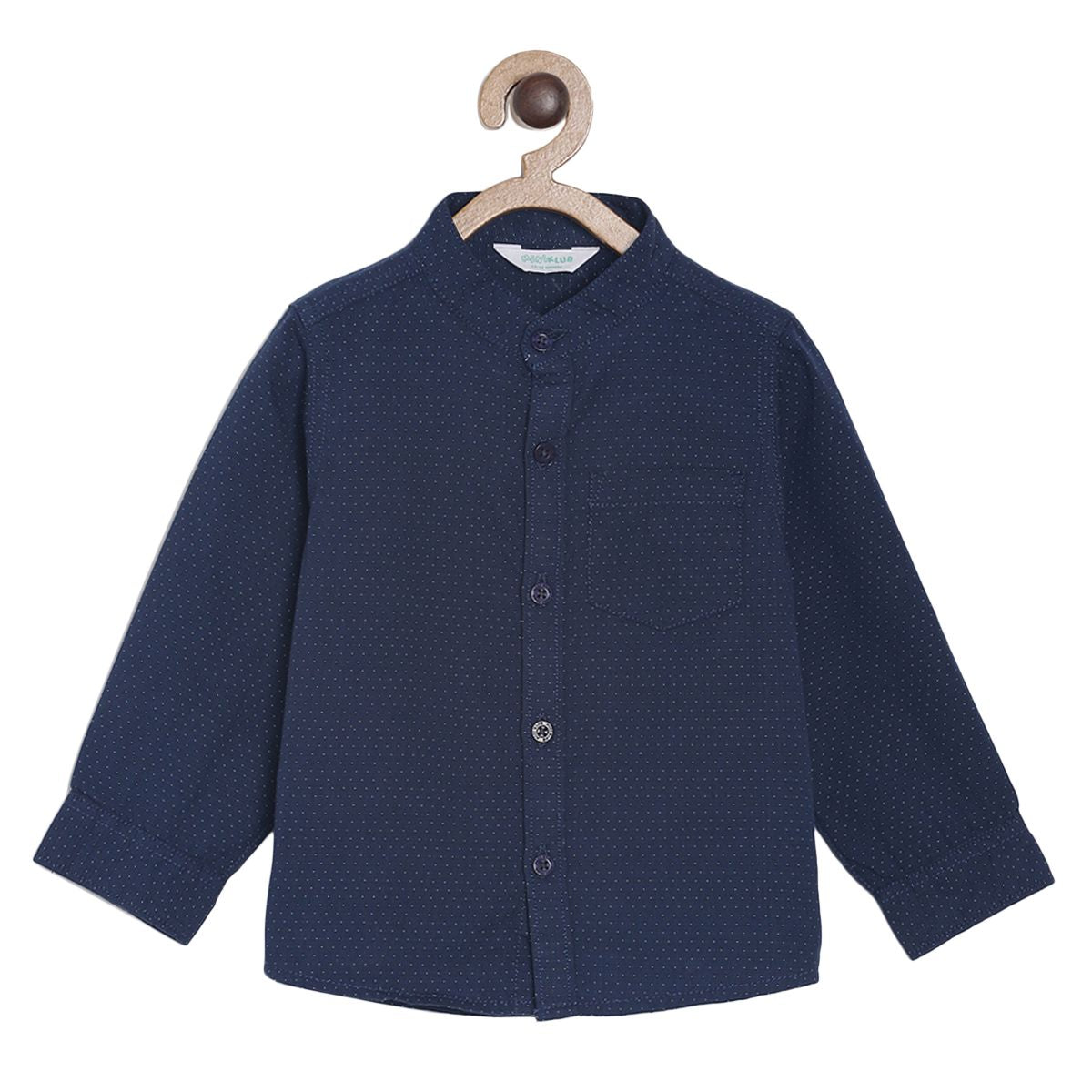Pack of 2 shirt & woven bottom - navy blue & denim blue for 3-6 Months