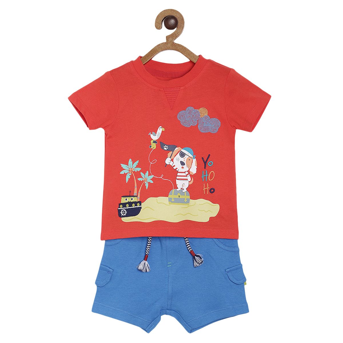 Pack of 2 t- shirt & shorts set - red & blue for 0-3 Months