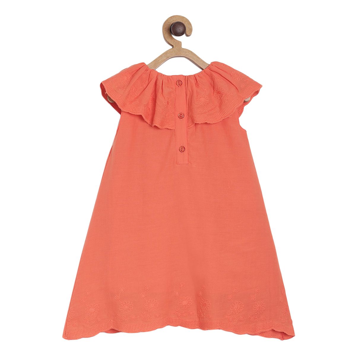 Pack of 3 dress + bloomer + head band set - coral for 0-3 Months