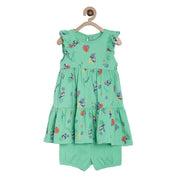 Pack of 3 dress + bloomer + head band set - green for 0-3 Months