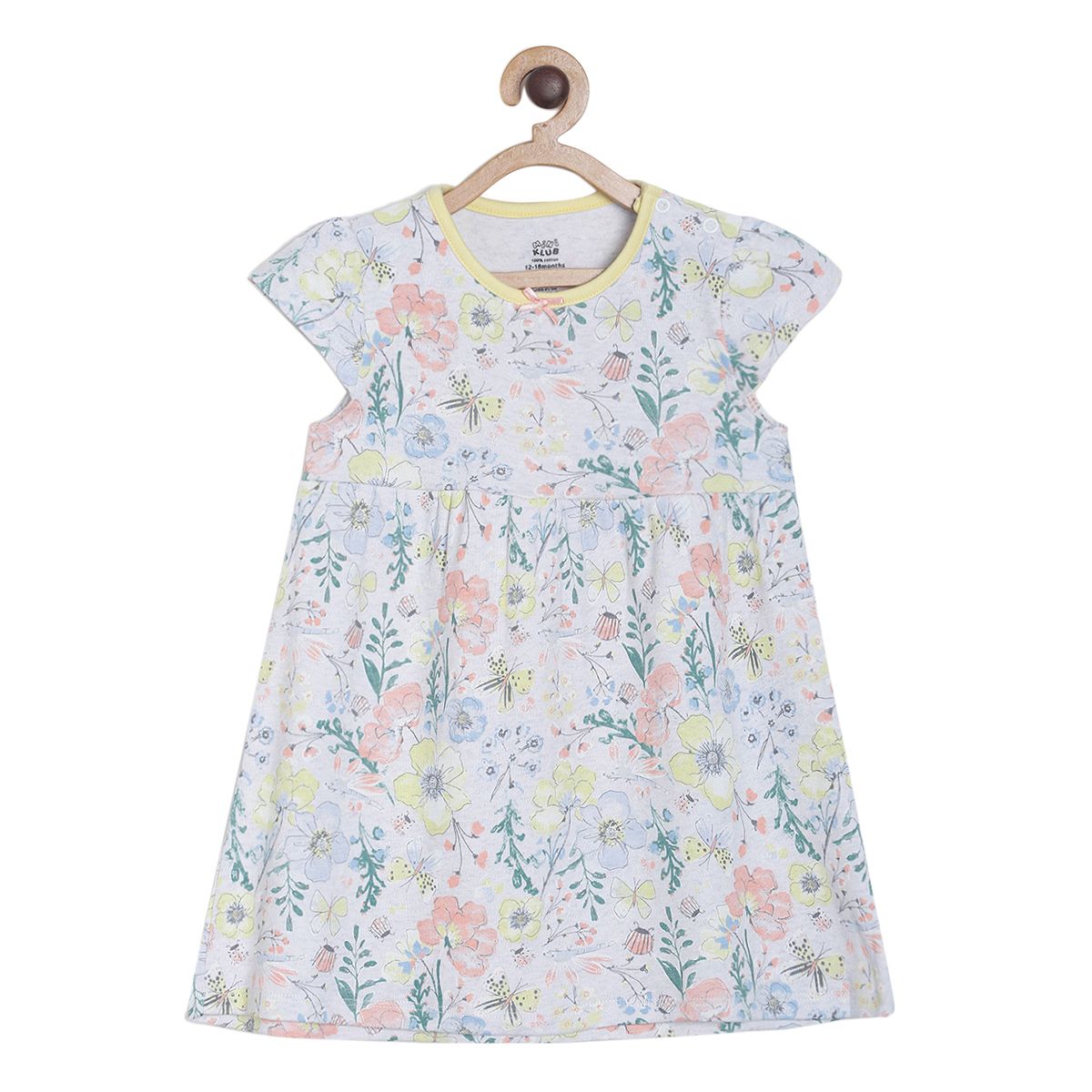 Pack of 1 knit dress - white & light blue for 0-3 Months