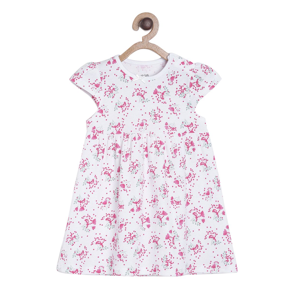 Pack of 1 knit dress - white & lavender for 0-3 Months