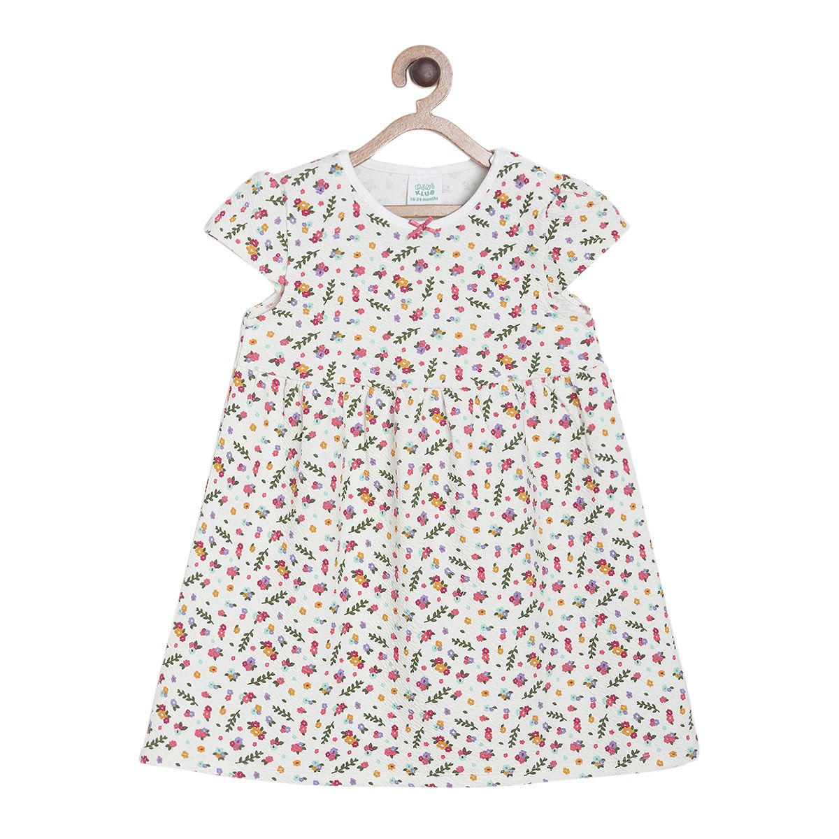 Pack of 1 knit dress - white & blue for 0-3 Months