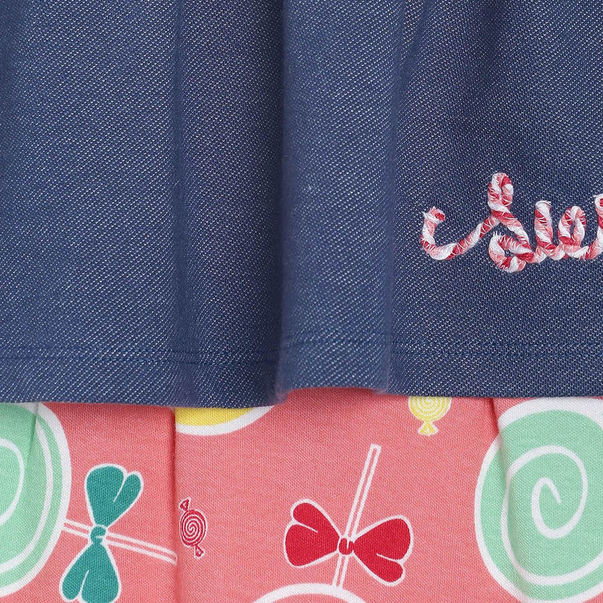 Pack of 2 top & bottom  set - denim blue & pink for 0-3 Months