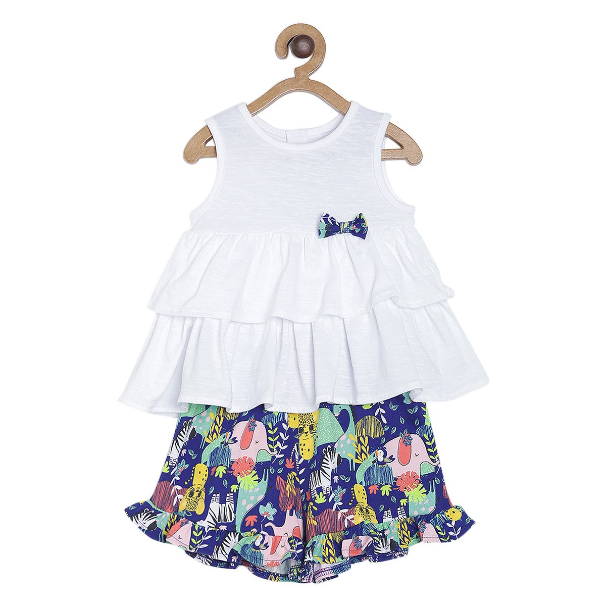 Pack of 3 top & shorts set - white & blue for 0-3 Months