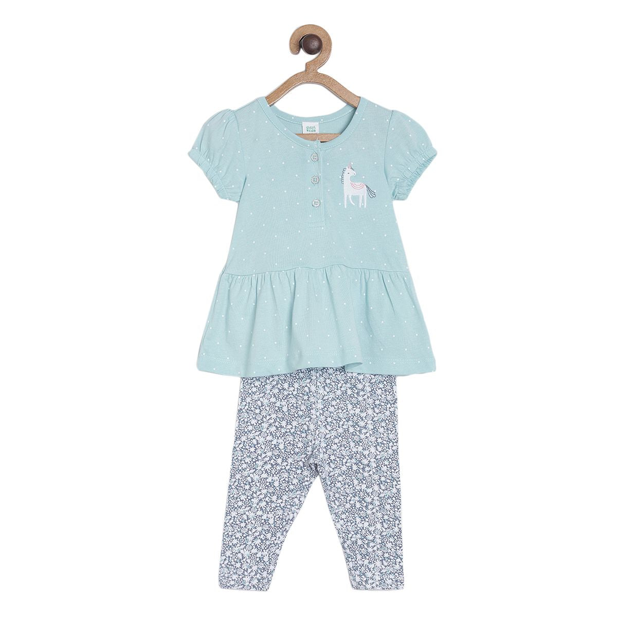 Pack of 2 knit top and knit bottom - baby blue for New Born