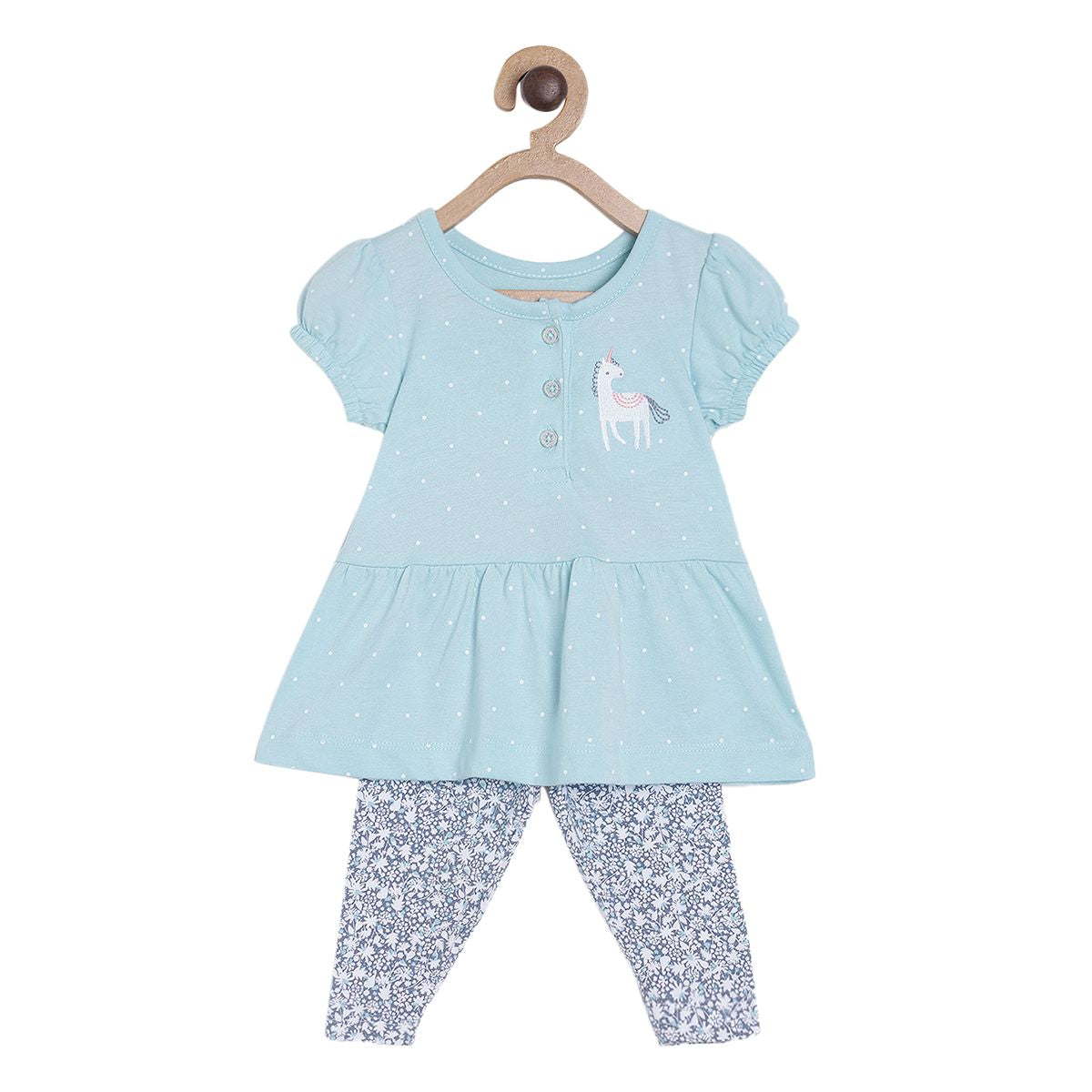 Pack of 2 knit top and knit bottom - baby blue for New Born