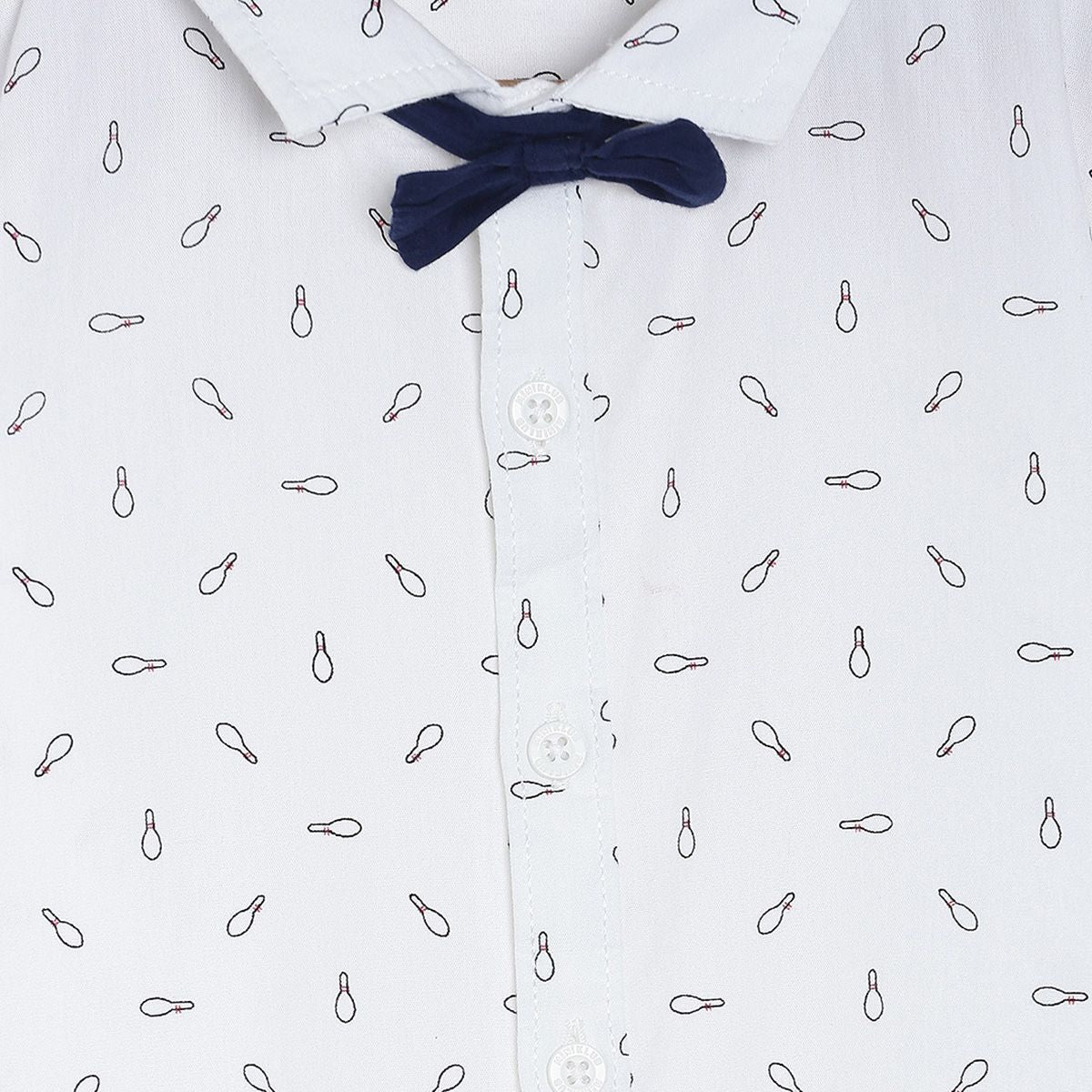 Pack of 2 shirt and woven pant - white & navy blue for 3-6 Months