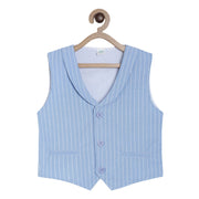 Pack of 2 woven waist coat - sky blue for 3-6 Months