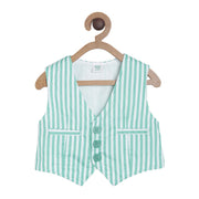 Pack of 1 woven waist coat - green for 3-6 Months