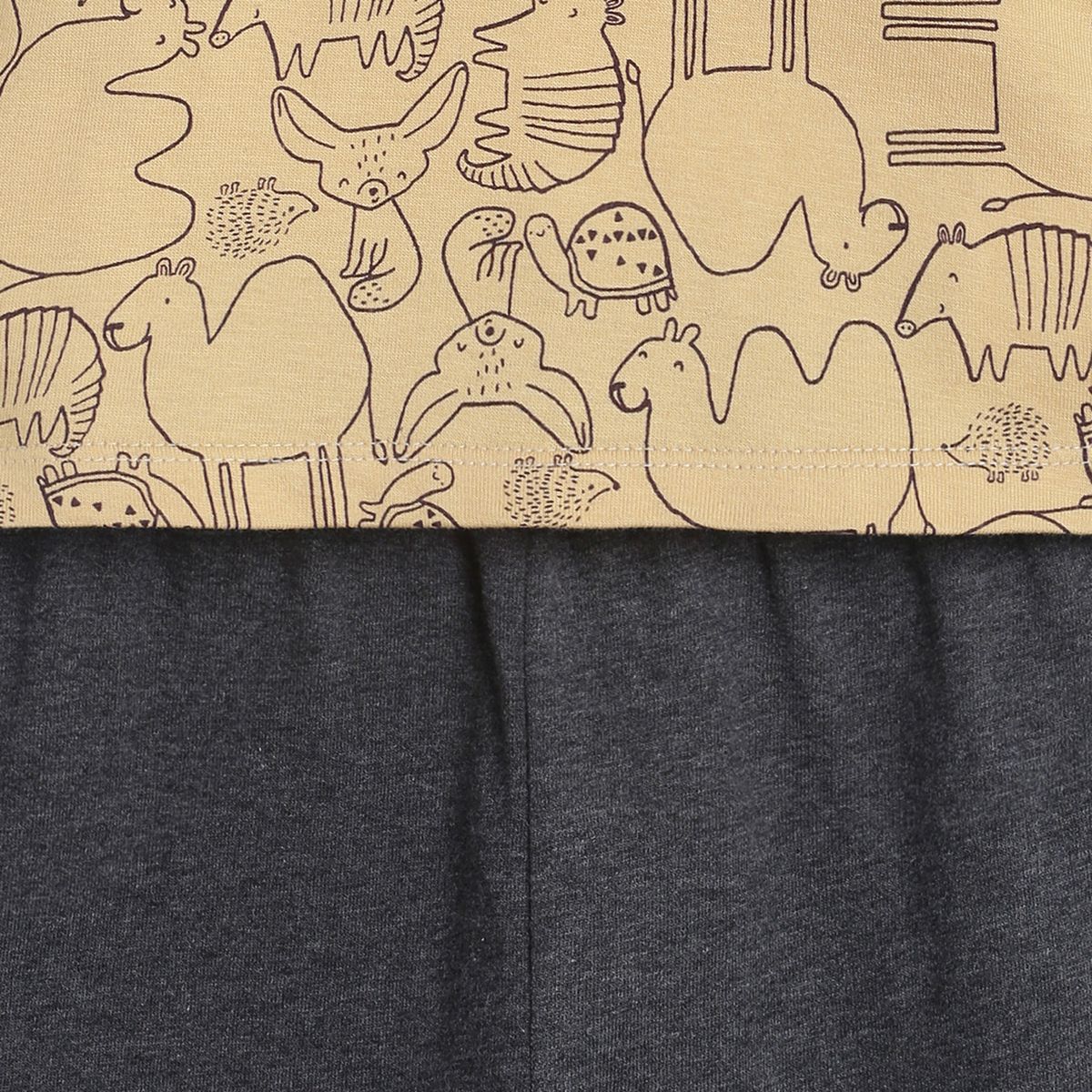 Pack of 2 t-shirt and knit bottom - light brown & black for 0-3 Months