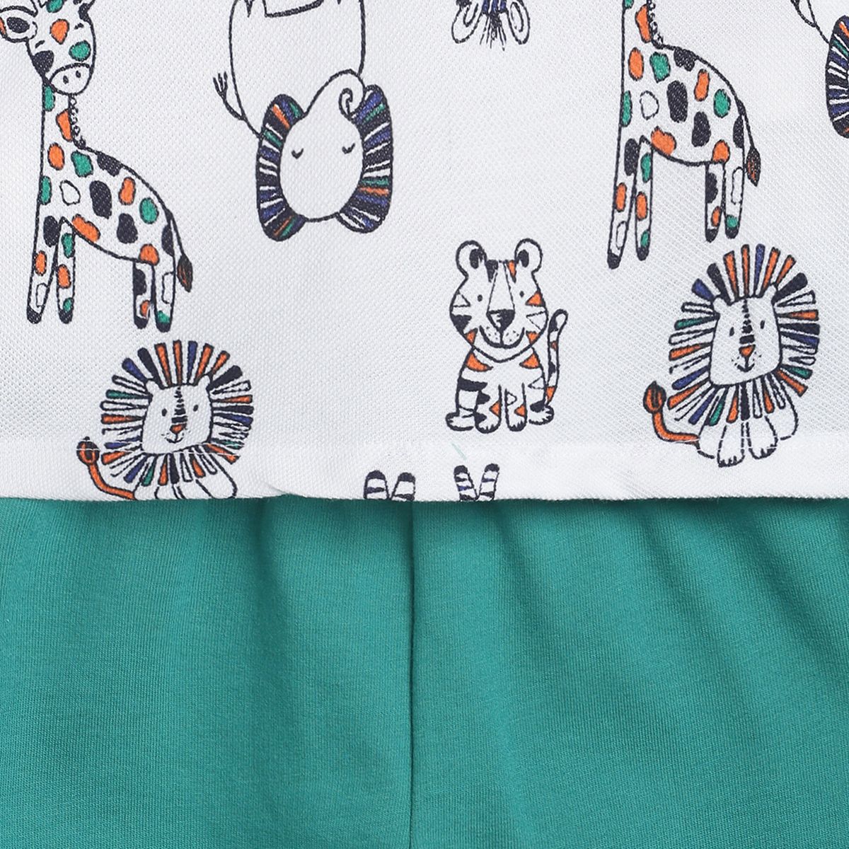 Pack of 2 t-shirt and knit bottom - white & mint green for 0-3 Months
