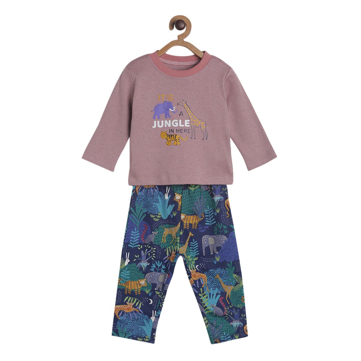 Pack of 2 t-shirt and knit bottom - light magenta & blue for 0-3 Months