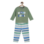 Pack of 2 t-shirt and knit bottom - jade green & blue for 0-3 Months