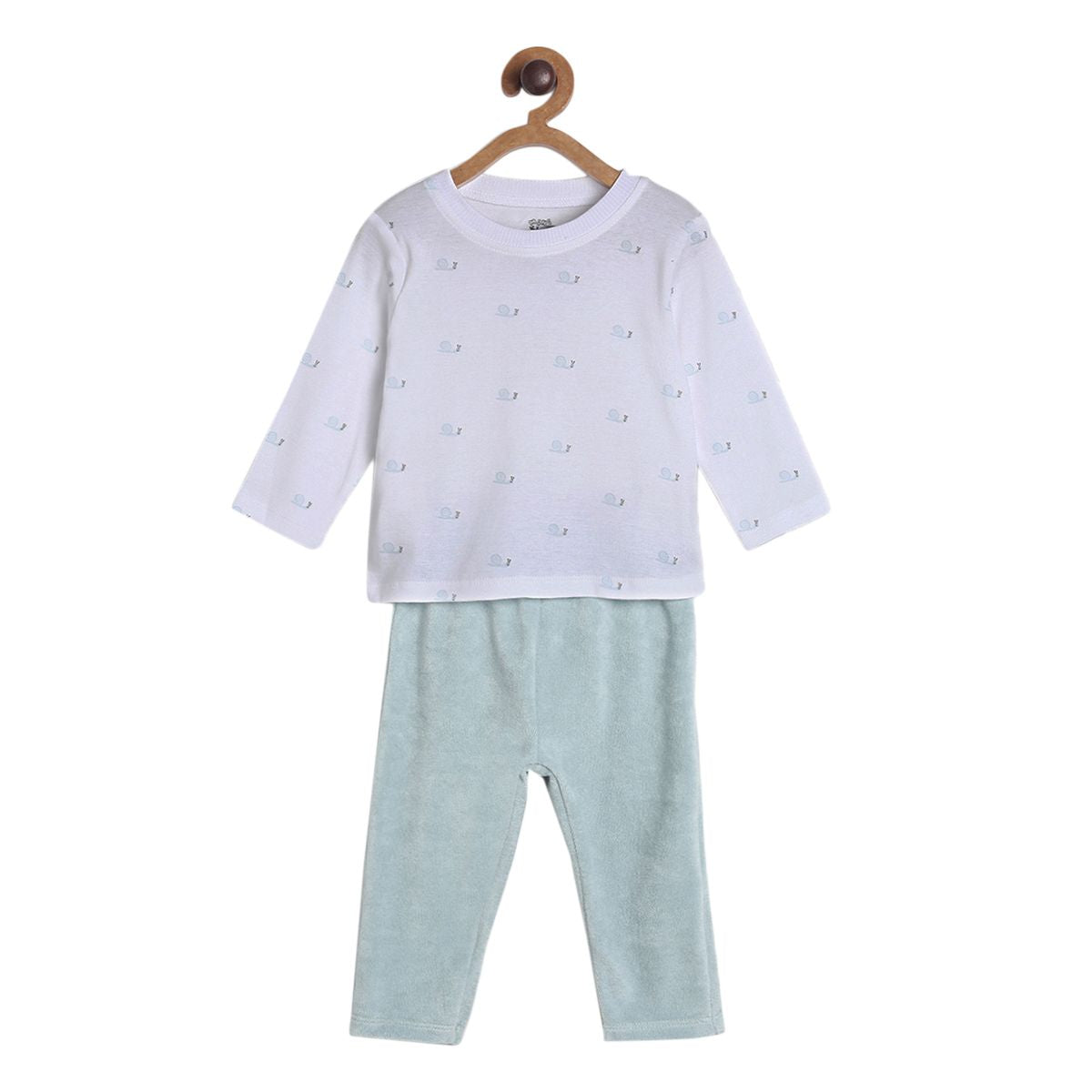 Pack of 2 t-shirt and knit bottom - sky blue & grey for 0-3 Months