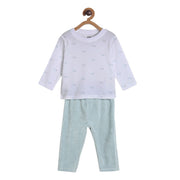 Pack of 2 t-shirt and knit bottom - sky blue & grey for 0-3 Months