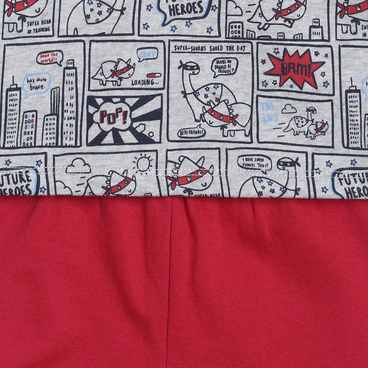 Pack of 2 t-shirt and knit bottom - blue & red for 0-3 Months