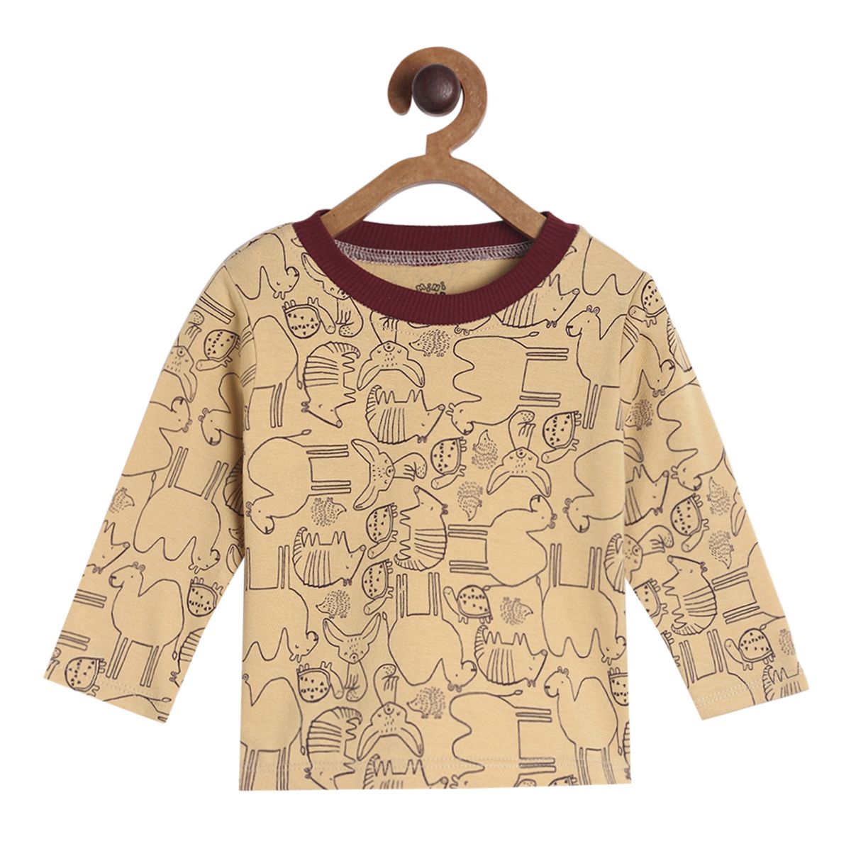 Pack of 2 t-shirt and knit bottom - light brown & choclate brown for 0-3 Months
