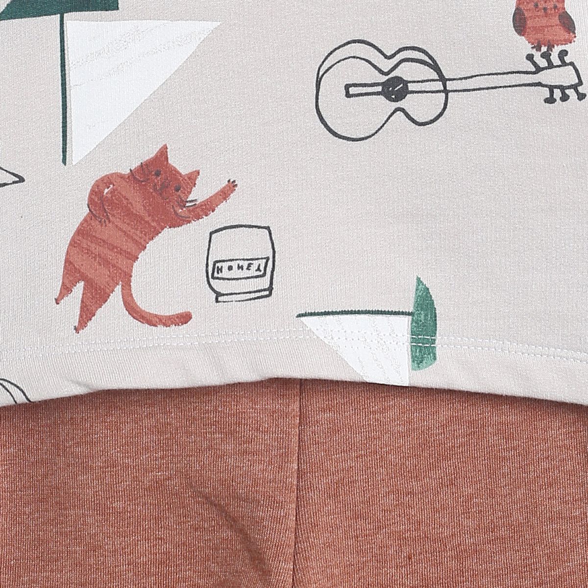 Pack of 2 t-shirt and knit bottom - light grey & brown for 0-3 Months