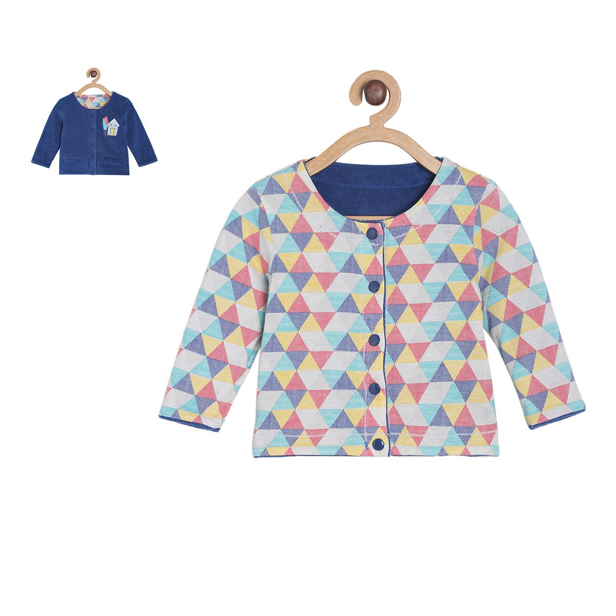 Pack of 1 knit jacket - sky blue & dark blue for 0-3 Months