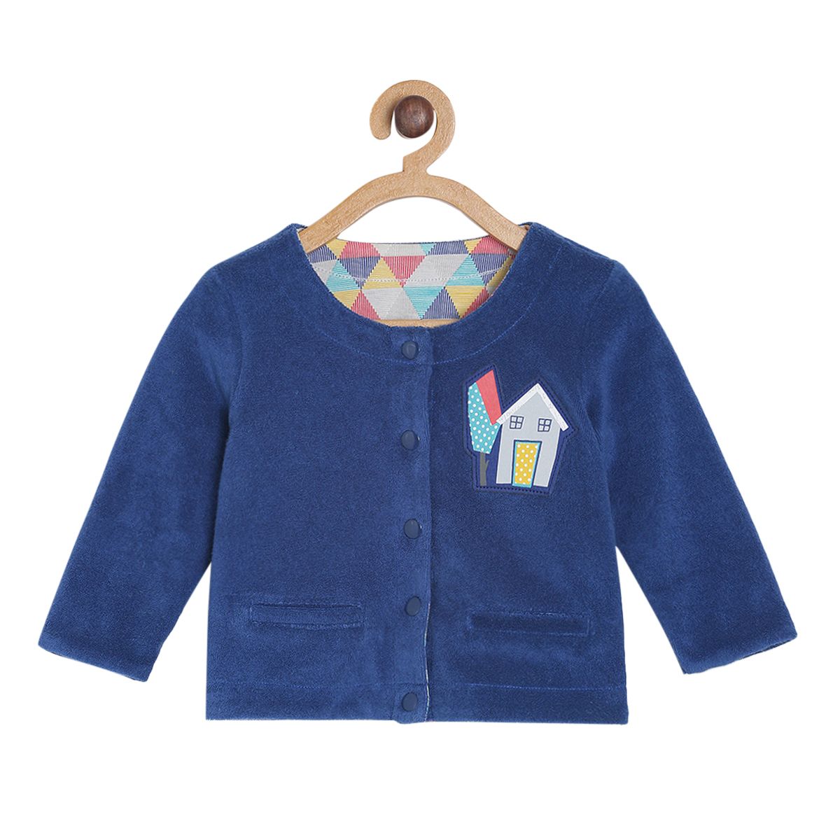 Pack of 1 knit jacket - sky blue & dark blue for 0-3 Months