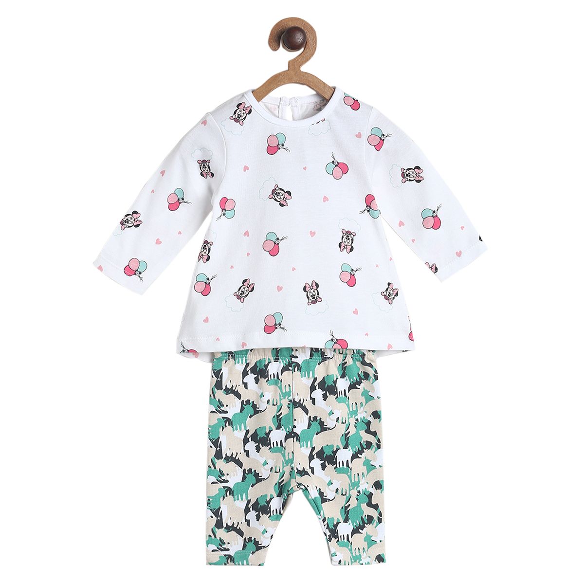 Pack of 2 top and knit bottom - white & turquoise blue for 0-3 Months