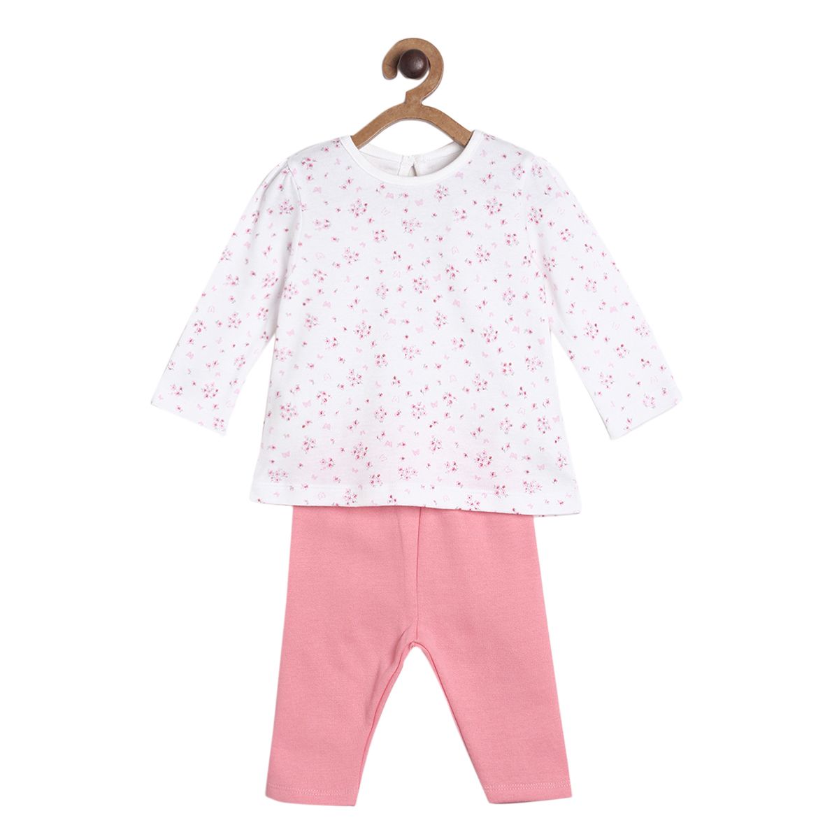 Pack of 2 top and knit bottom - white & baby pink for 0-3 Months