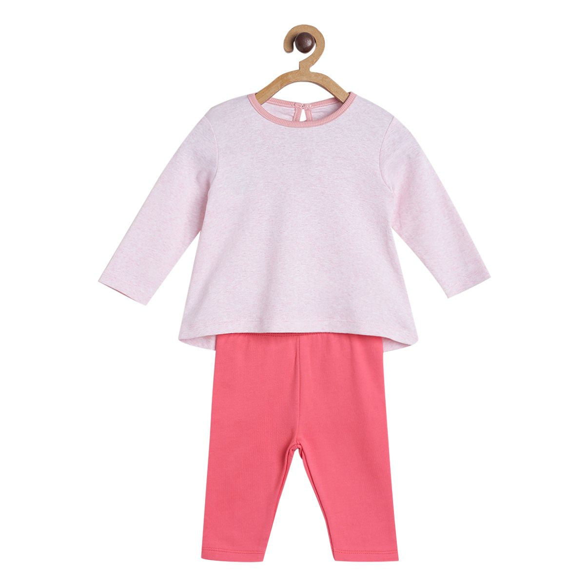 Pack of 2 top and knit bottom - light baby pink & peachy red for 0-3 Months