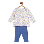 Pack of 2 top and knit bottom - white & blue for 0-3 Months