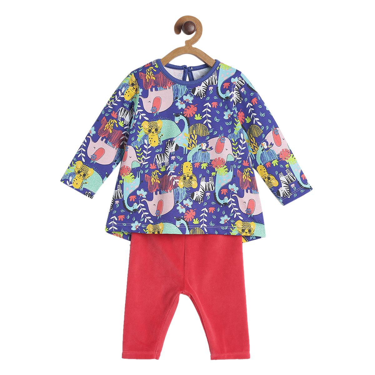 Pack of 2 top and knit bottom - dark blue & red for 0-3 Months