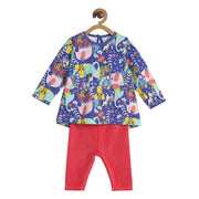 Pack of 2 top and knit bottom - dark blue & red for 0-3 Months