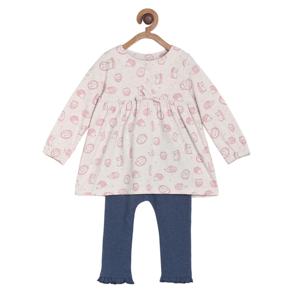 Pack of 2 top & knit bottom - light lavender & navy blue for 0-3 Months